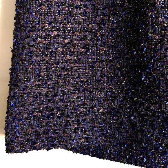 Ann Taylor Tweed Boucle Metallic A-line Mini Skirt In Navy Blue Multi Size 0 EUC - Picture 7 of 10
